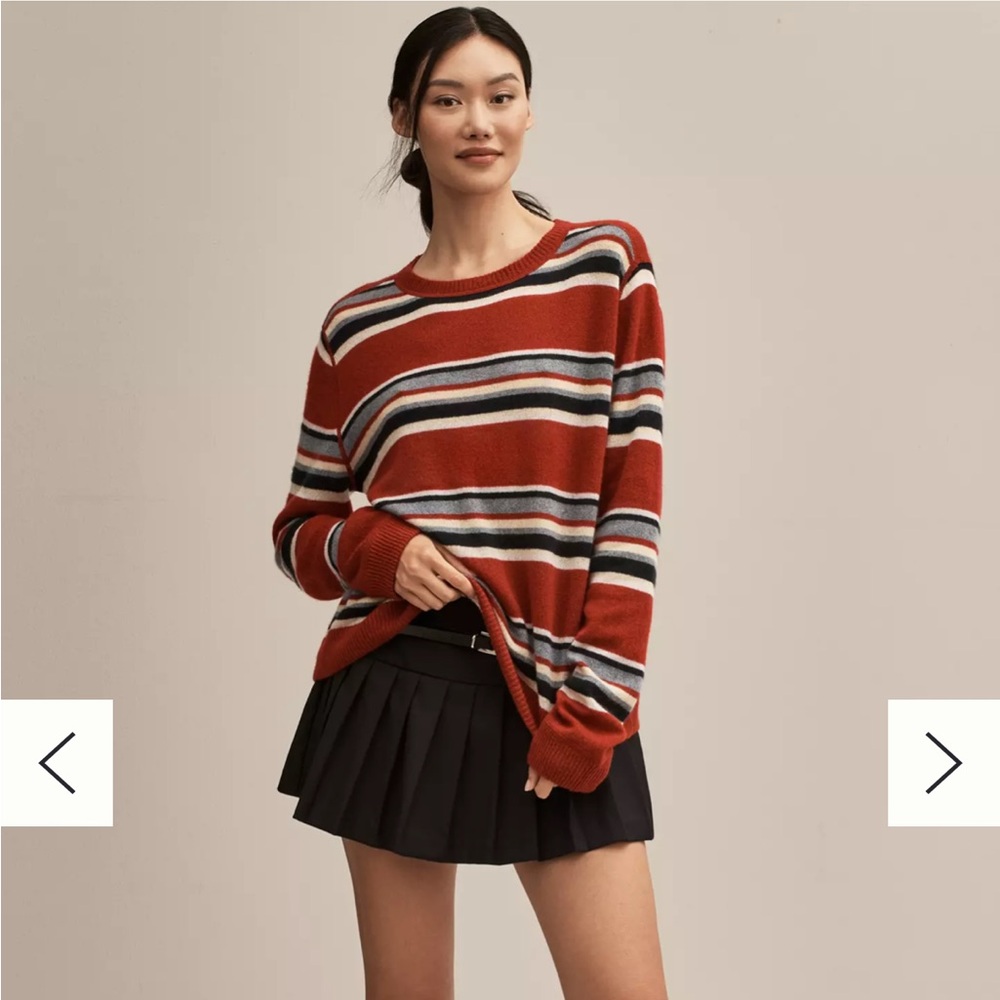 Reformation Cashmere Boyfriend Sweater Red Stripe - Picture 4 of 6